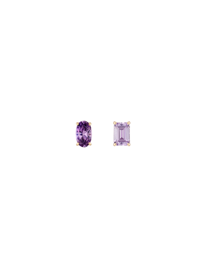 Lab Grown Purple Amethyst Mosaic Studs Vermeil Yellow Gold First