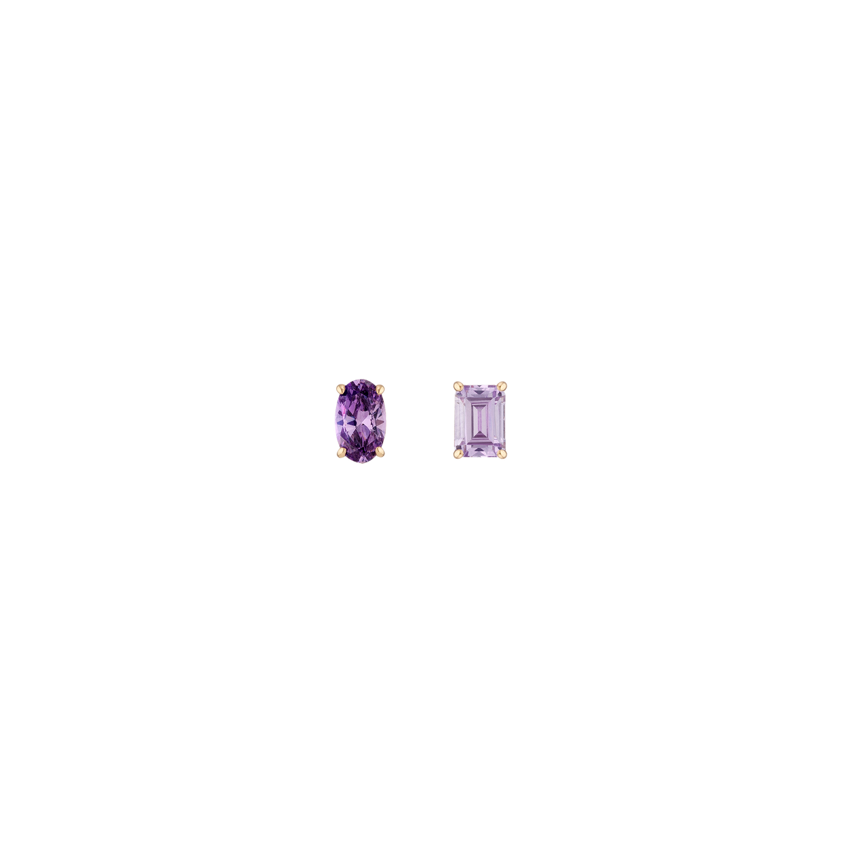 Lab Grown Purple Amethyst Mosaic Studs Vermeil Yellow Gold First