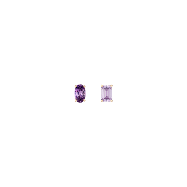 Lab Grown Purple Amethyst Mosaic Studs Vermeil Yellow Gold First