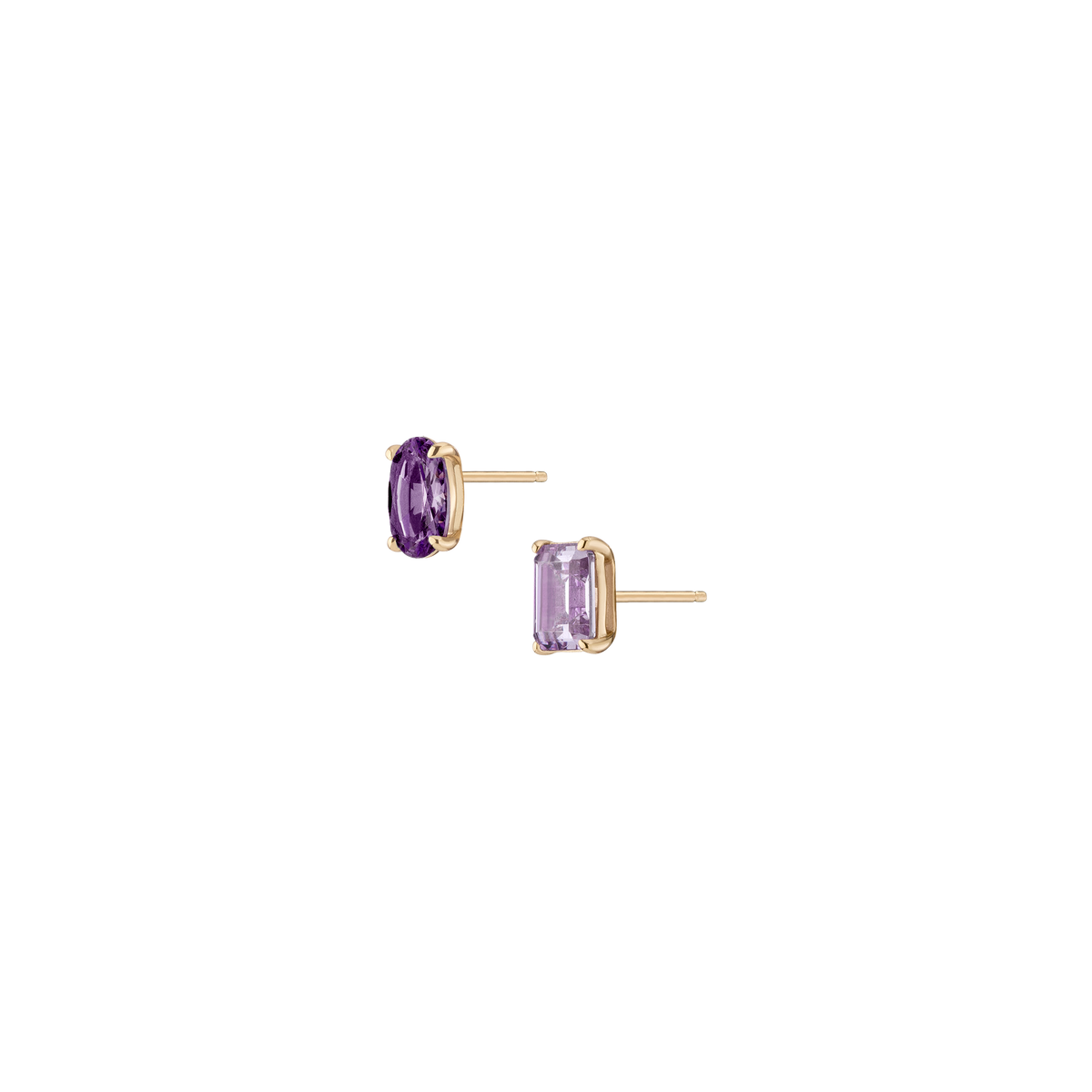 Lab Grown Purple Amethyst Mosaic Studs Vermeil Yellow Gold