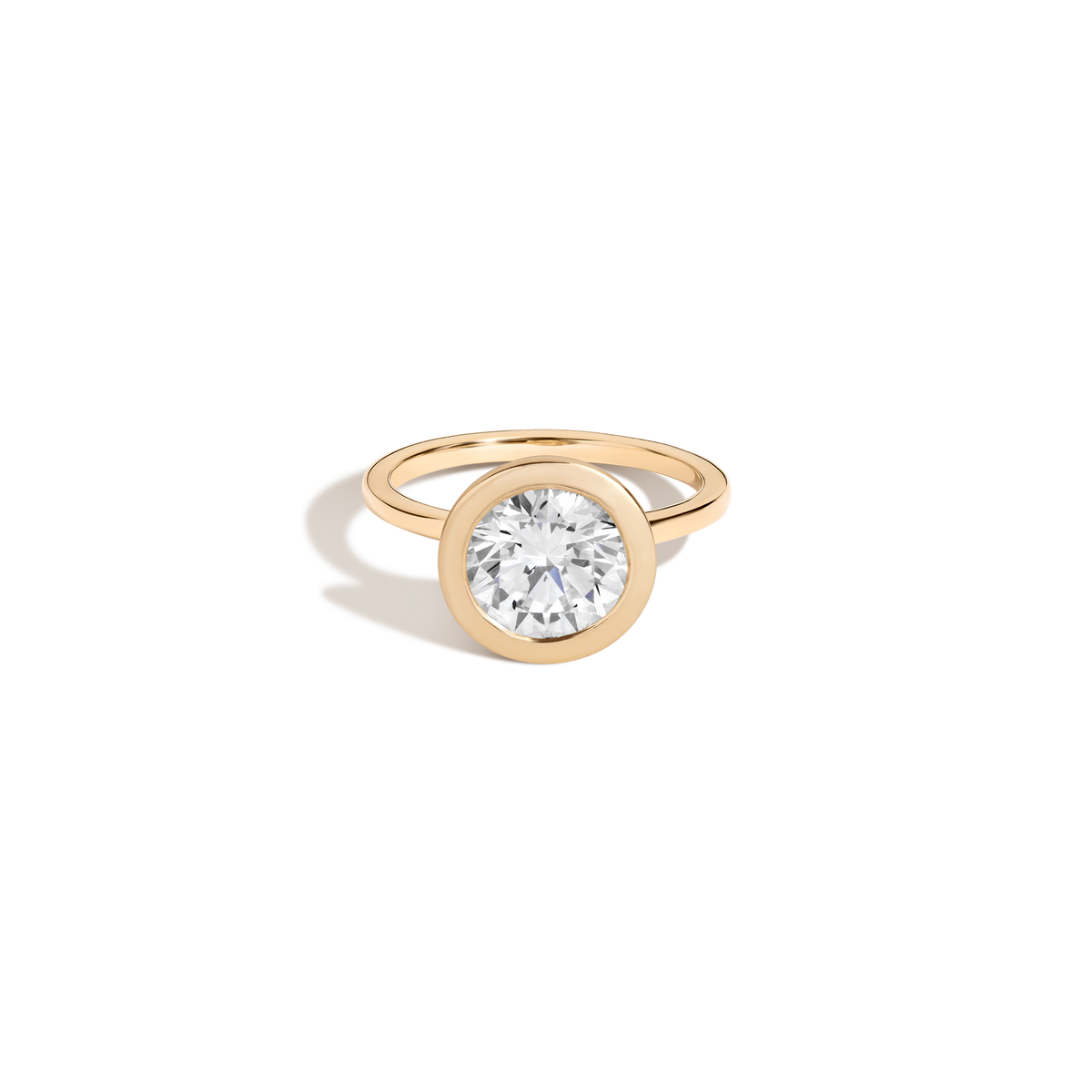 3ct Round Lab Grown Diamond Bezel Ring 14k 18k Yellow Gold First