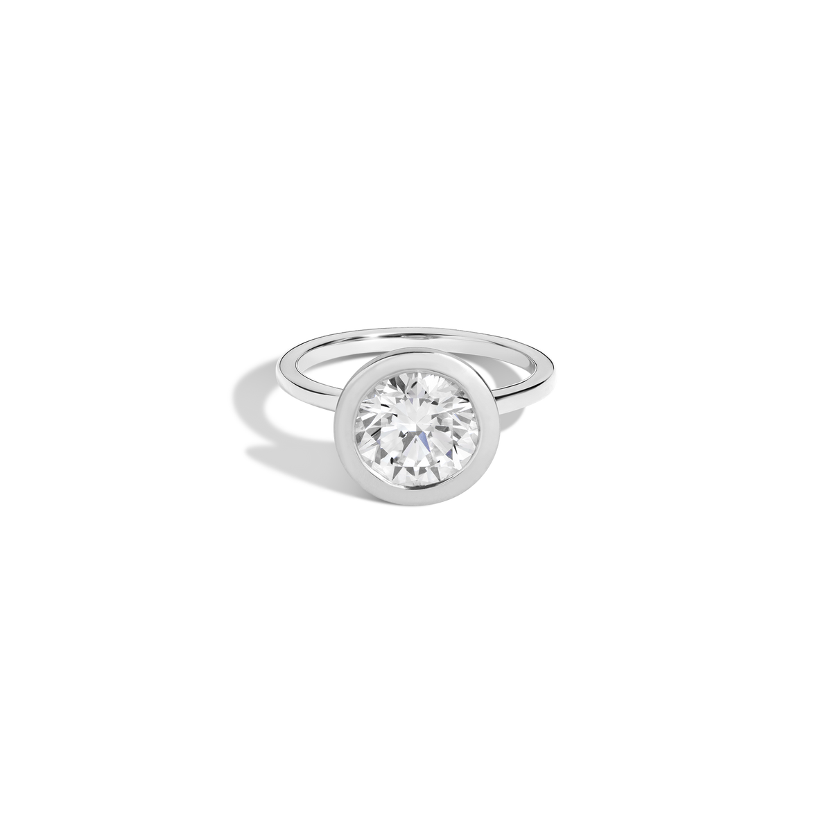 3ct Round Lab Grown Diamond Bezel Ring 14k 18k Platinum White Gold First