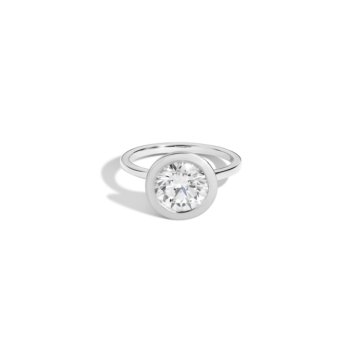 3ct Round Lab Grown Diamond Bezel Ring 14k 18k Platinum White Gold First