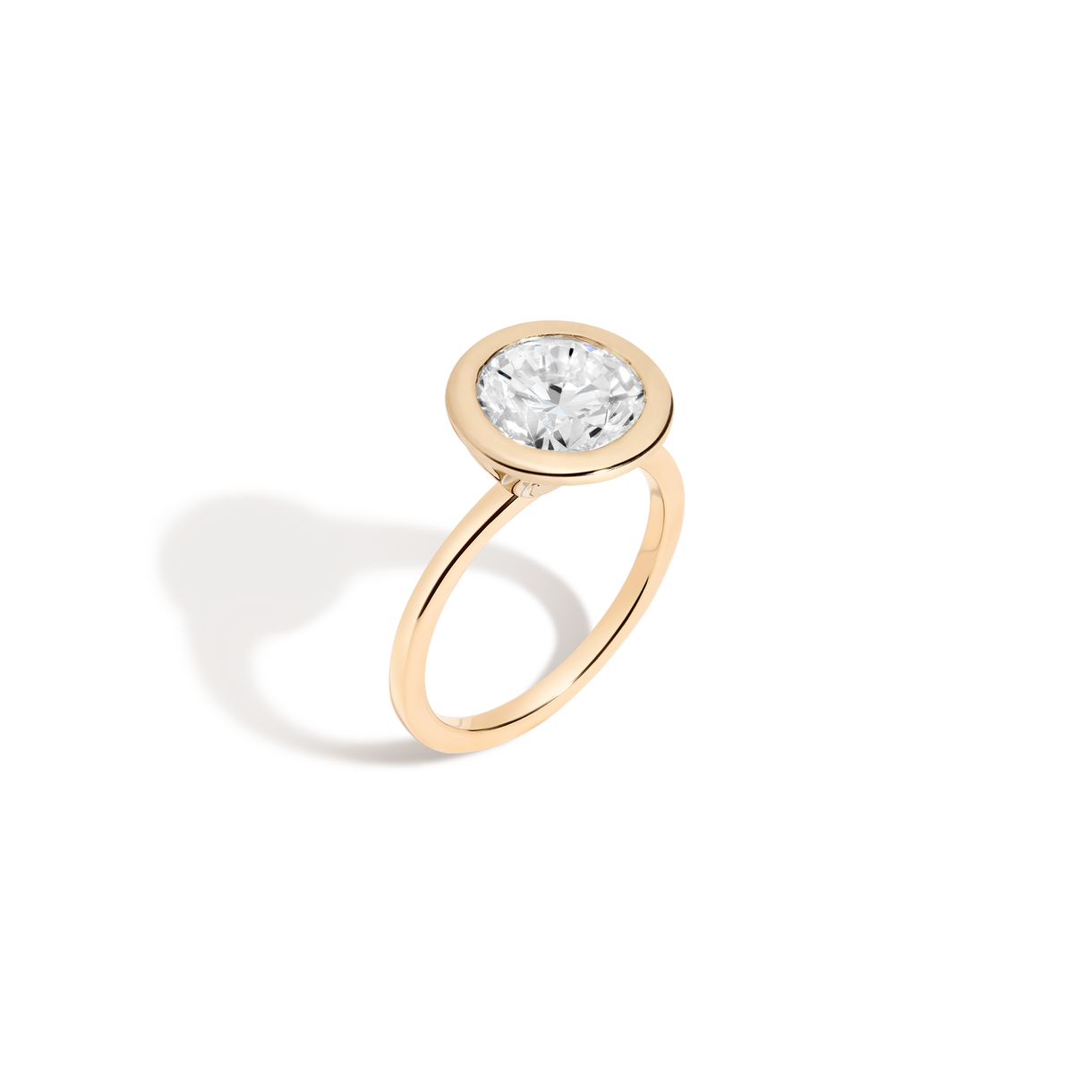 3ct Round Lab Grown Diamond Bezel Ring 14k 18k Yellow Gold 