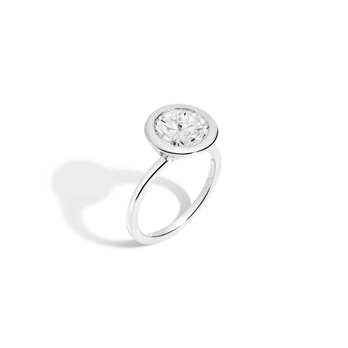 3ct Round Lab Grown Diamond Bezel Ring 14k 18k Platinum White Gold