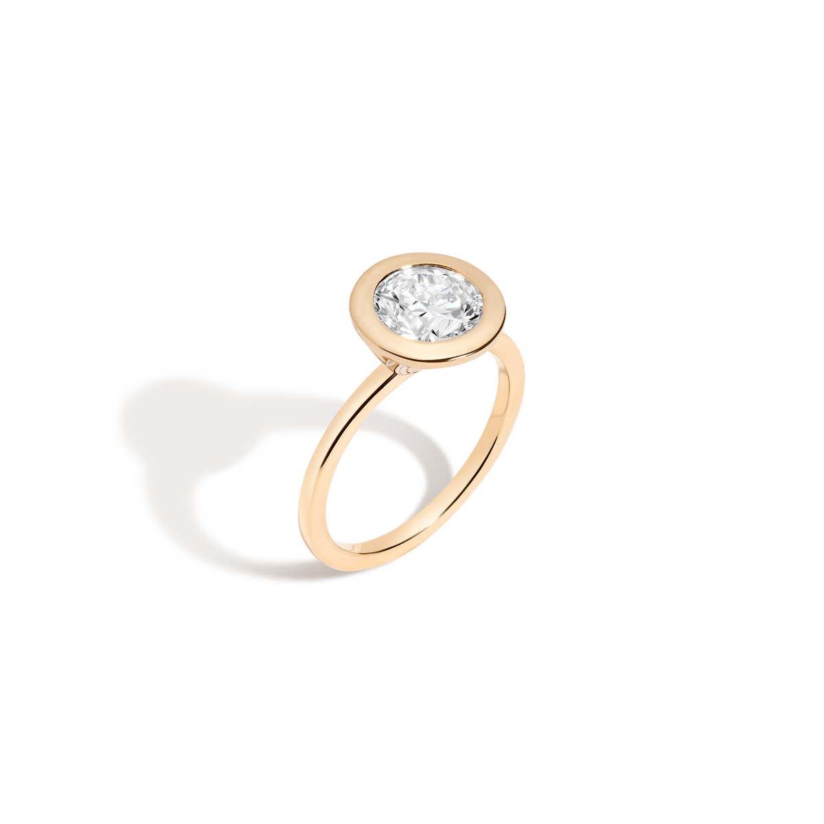2ct Round Lab Grown Diamond Bezel Ring 14k 18k Yellow Gold 