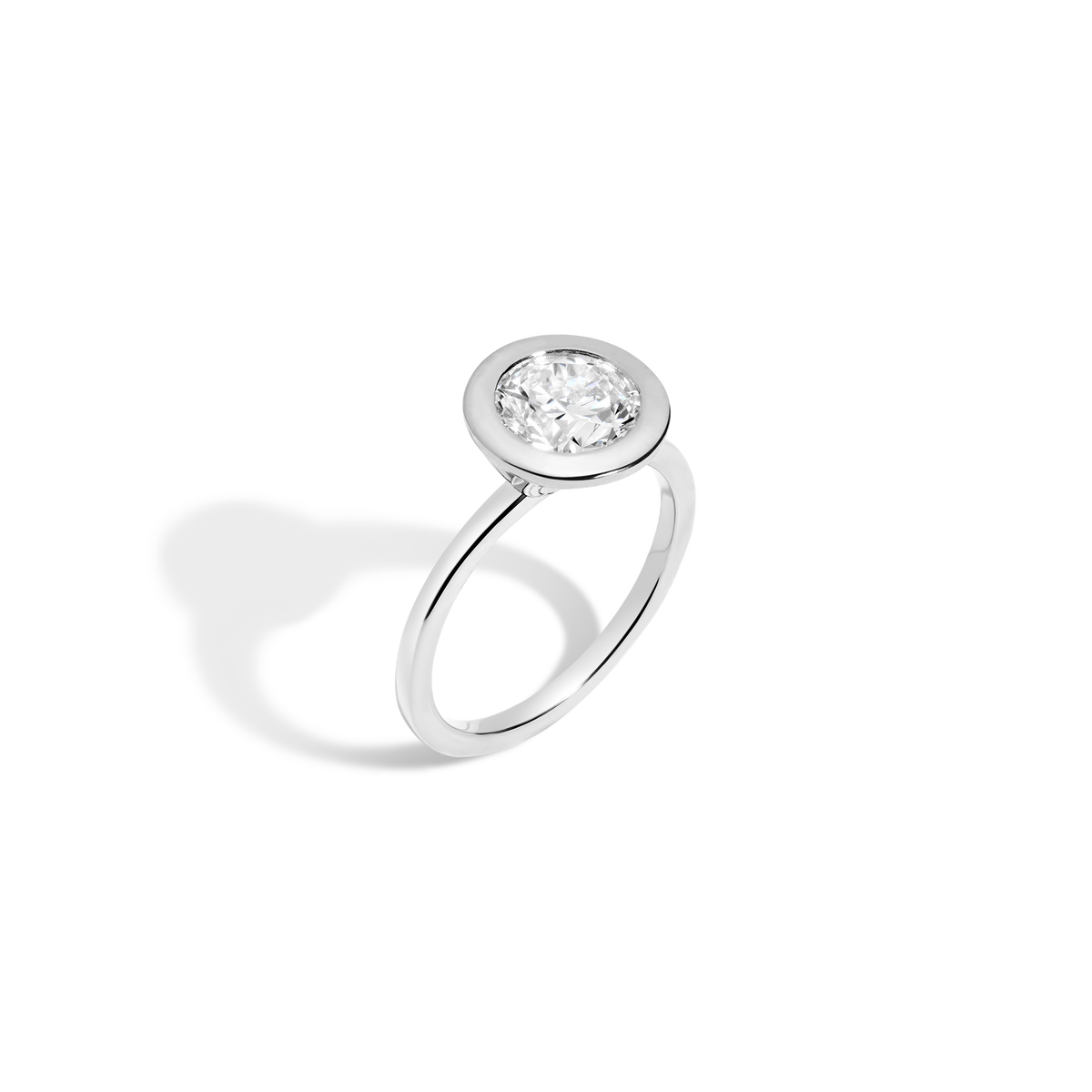 2ct Round Lab Grown Diamond Bezel Ring 14k 18k Platinum White Gold 