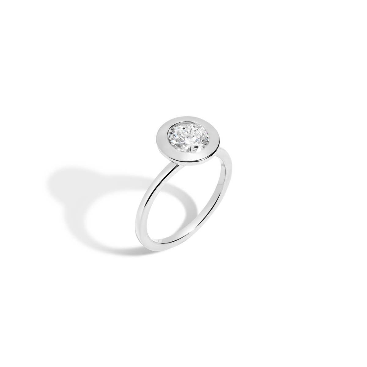 1ct Round Lab Grown Diamond Bezel Ring 14k 18k Platinum White Gold 