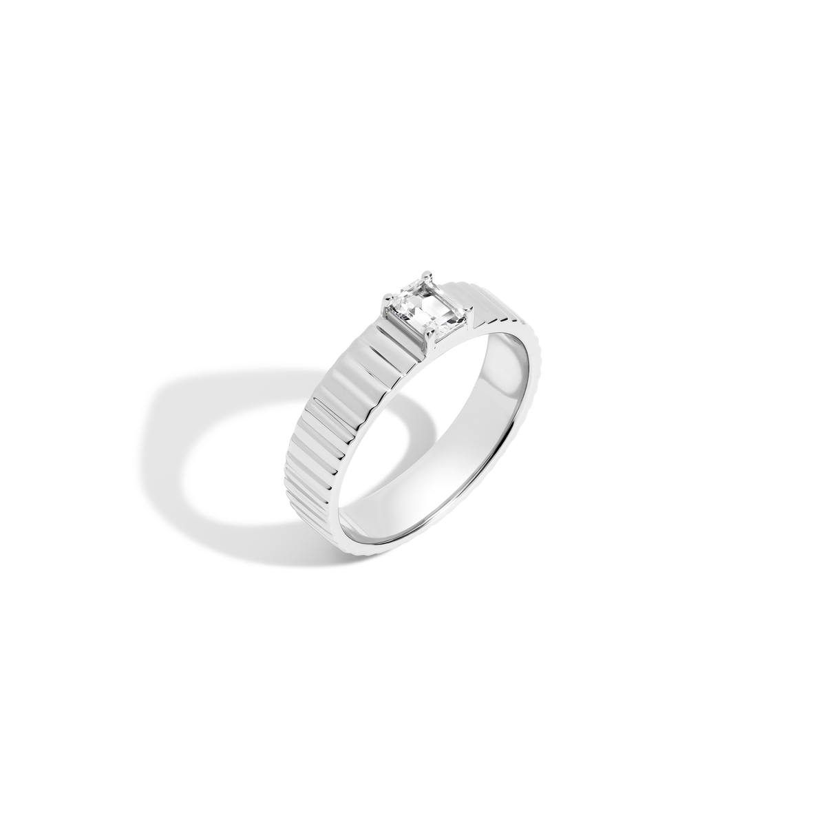 Emerald Lab Grown White Sapphire Infinity Ring Vermeil White Gold