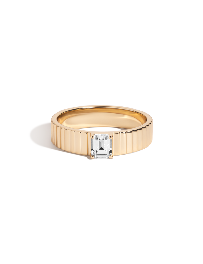 Emerald Lab Grown White Sapphire Infinity Ring Vermeil Yellow Gold First