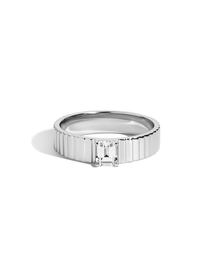 Emerald Lab Grown White Sapphire Infinity Ring Vermeil White Gold First
