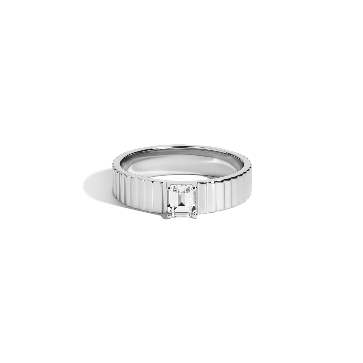 Emerald Lab Grown White Sapphire Infinity Ring Vermeil White Gold First