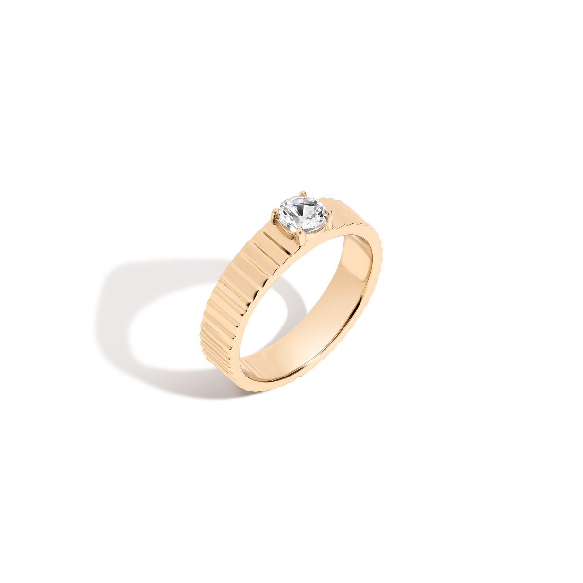 Round Lab Grown White Sapphire Infinity Ring Vermeil Yellow Gold