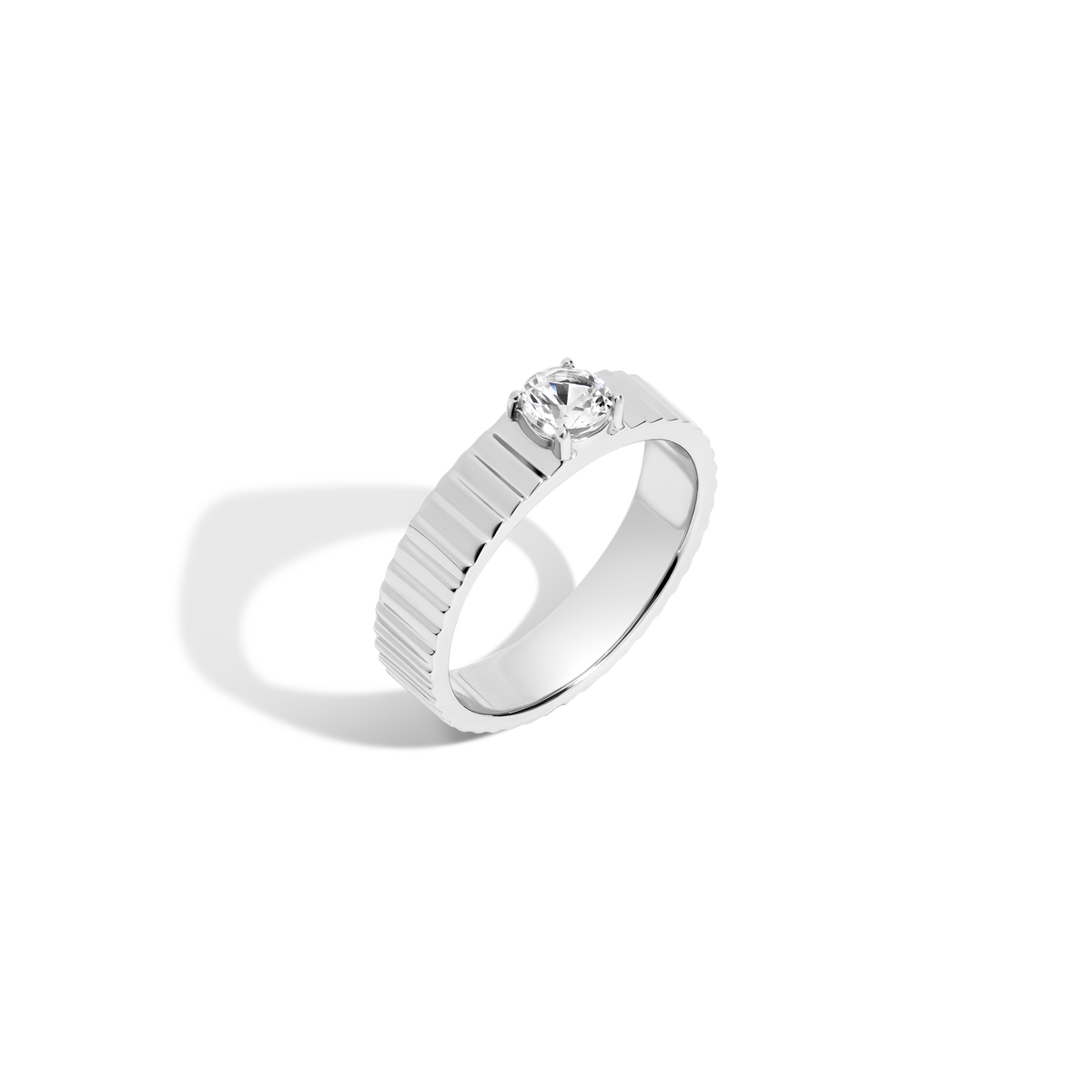 Round Lab Grown White Sapphire Infinity Ring Vermeil White Gold