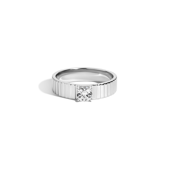 Round Lab Grown White Sapphire Infinity Ring Vermeil White Gold First