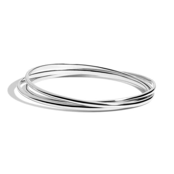 Interlocking Bangle Bracelet Vermeil White Gold S/M L/XL First