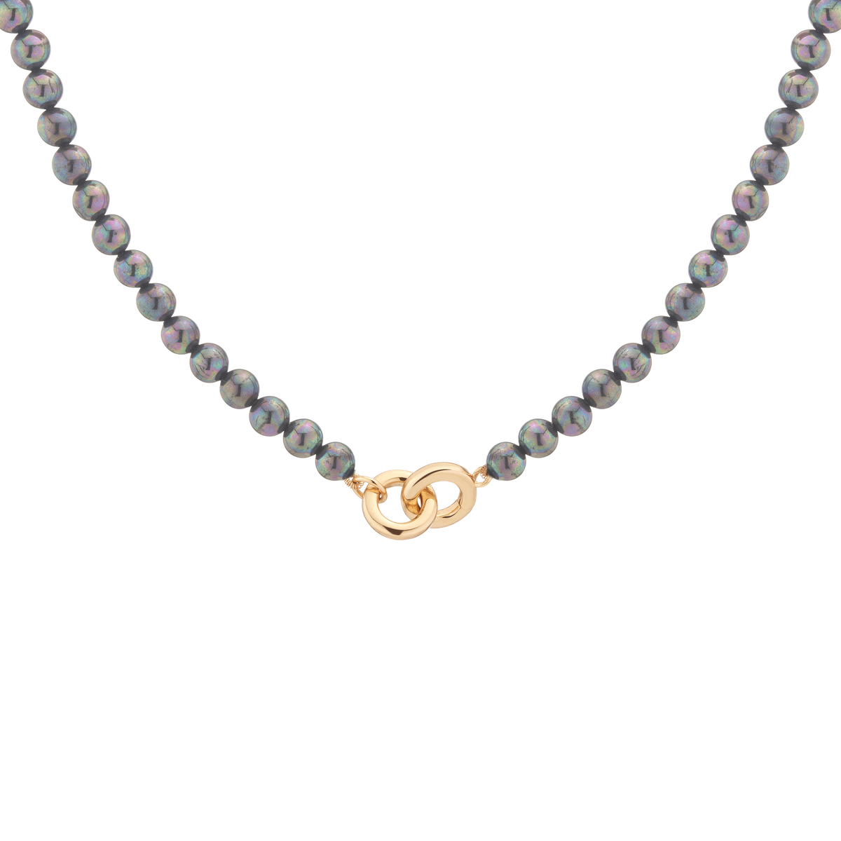 Black Akoya Pearl Connection Necklace Vermeil Yellow Gold 16in First