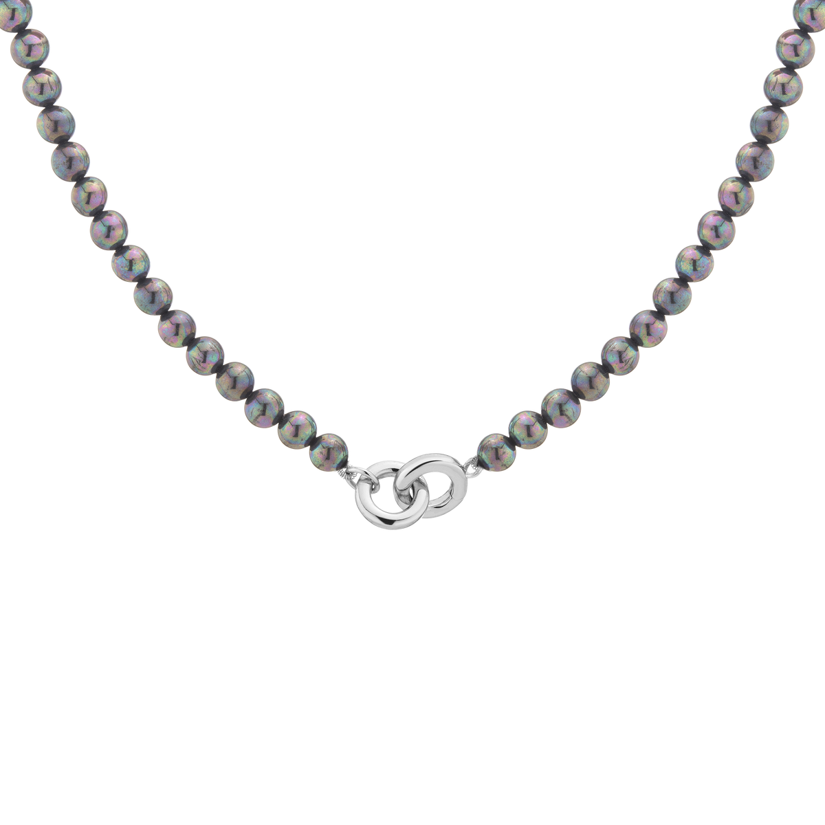 Black Akoya Pearl Connection Necklace Vermeil White Gold 16in First