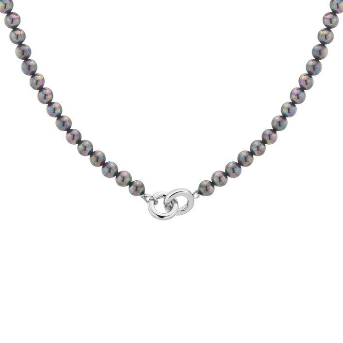 Black Akoya Pearl Connection Necklace Vermeil White Gold 16in First