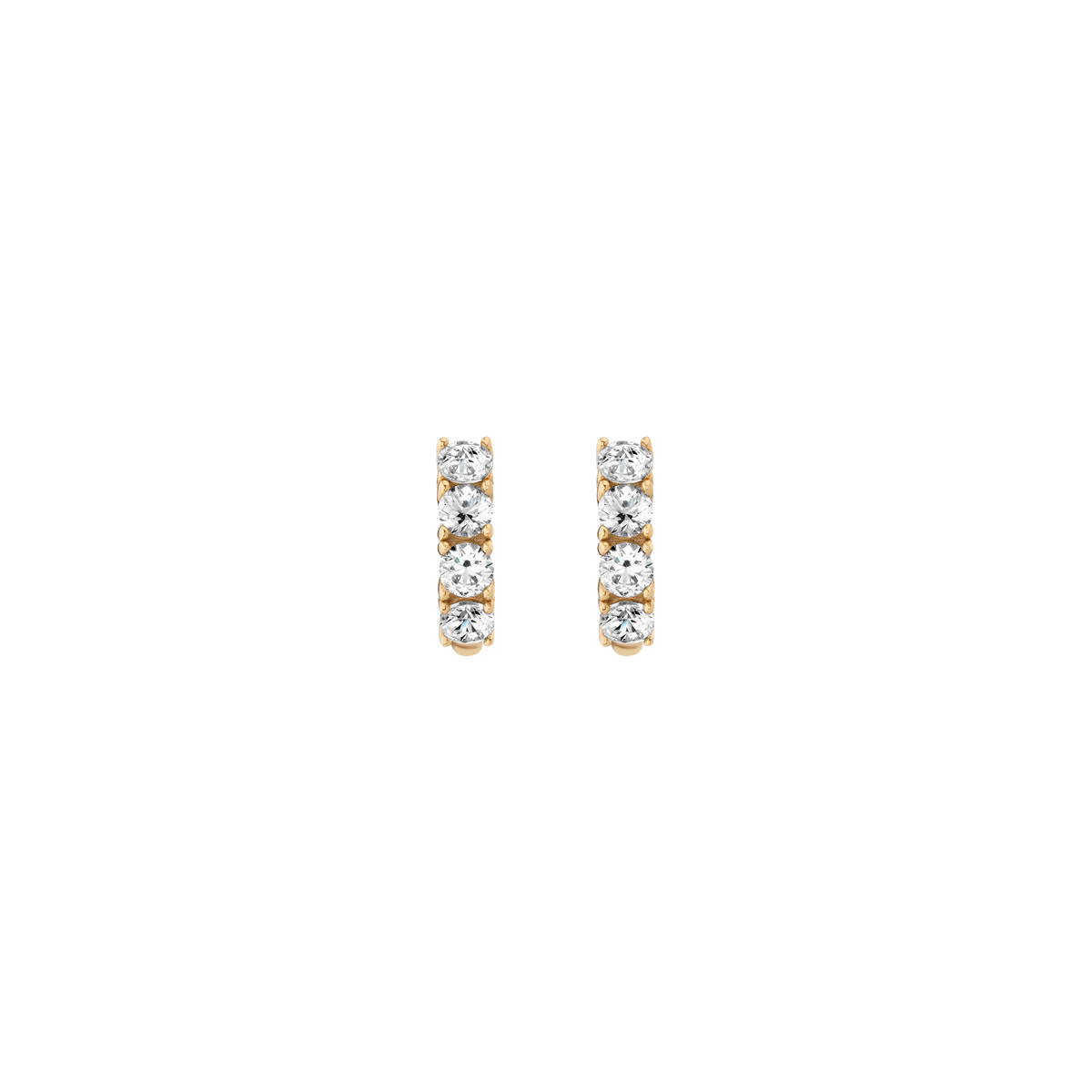 Bold Lab Grown White Sapphire Huggie Earrings Vermeil Yellow Gold