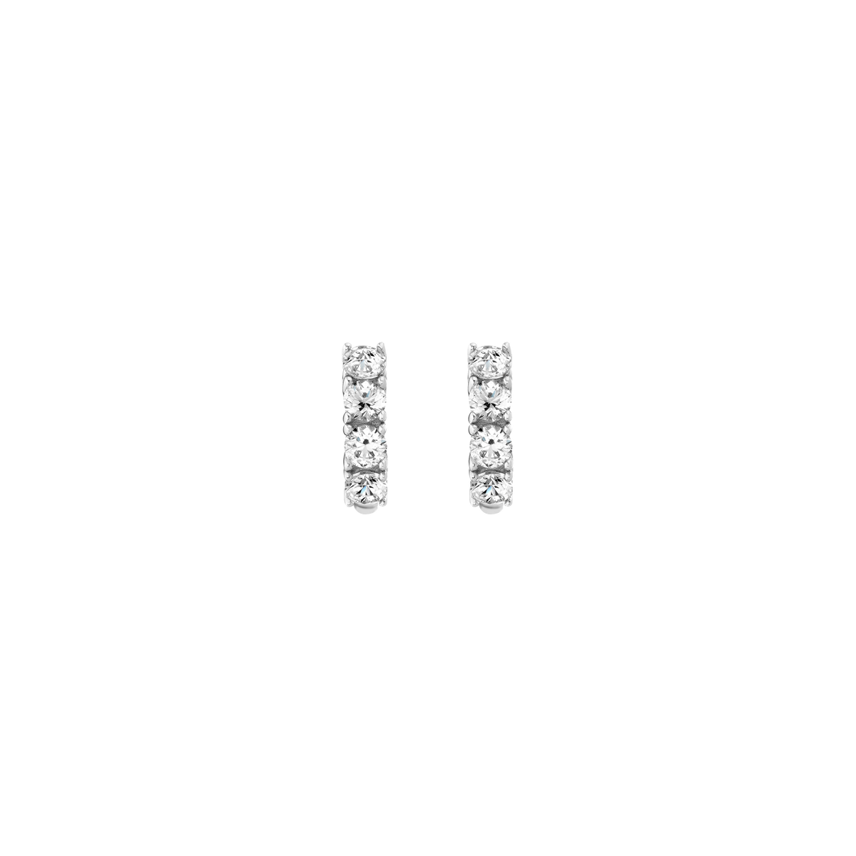 Bold Lab Grown White Sapphire Huggie Earrings Vermeil White Gold
