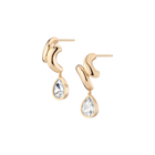 Lab Grown White Sapphire Gold Pear Drop Earrings