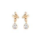 Lab Grown White Sapphire Gold Pear Drop Earrings
