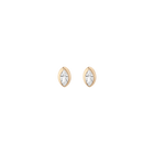 Double Bezel Marquise Lab Grown White Sapphire Huggie Earrings