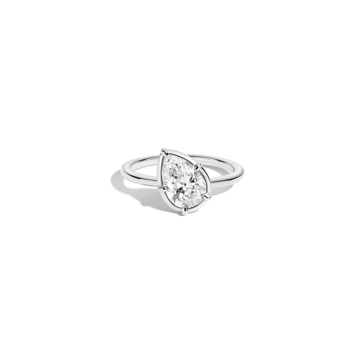 1ct Pear Lab Grown Diamond Georgian Ring 14k 18k White Gold First