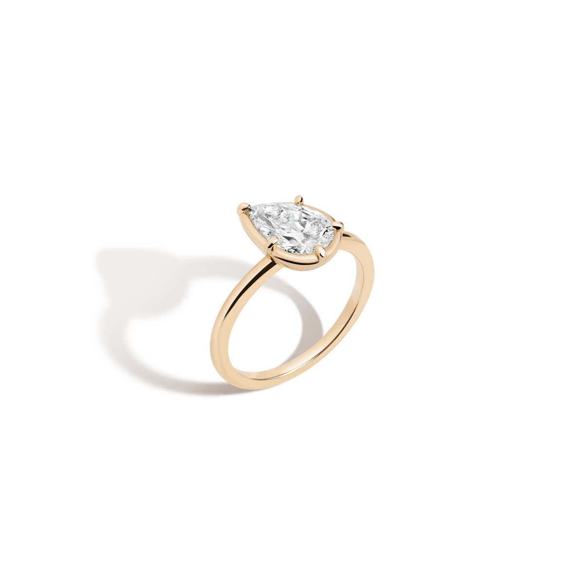1ct Pear Lab Grown Diamond Georgian Ring 14k 18k Yellow Gold