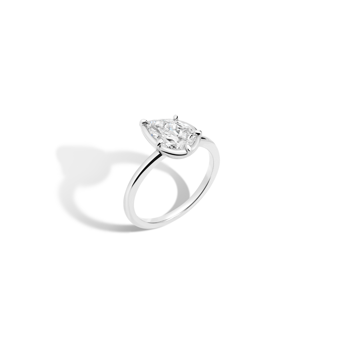 1ct Pear Lab Grown Diamond Georgian Ring 14k 18k White Gold