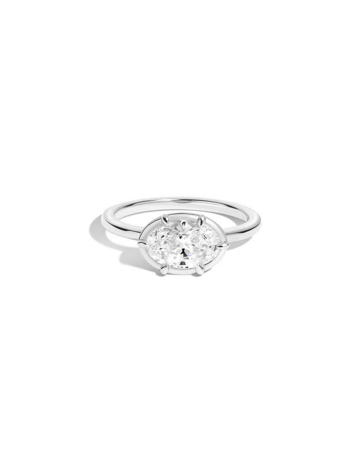 1ct Oval Lab Grown Diamond Georgian Ring 14k 18k White Gold First