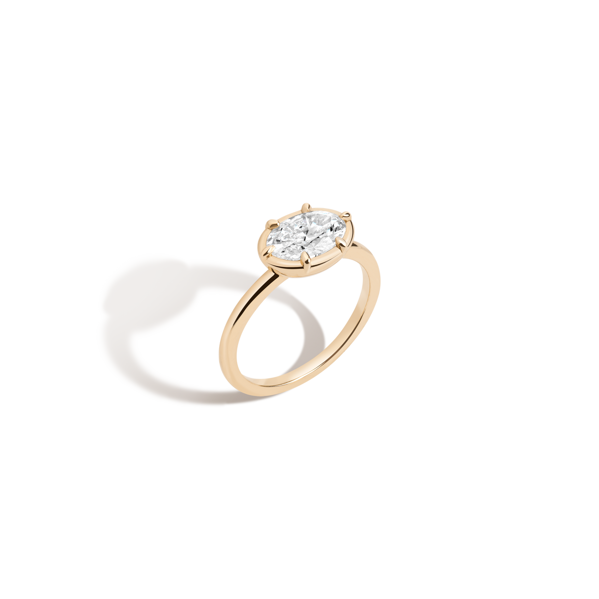 1ct Oval Lab Grown Diamond Georgian Ring 14k 18k Yellow Gold