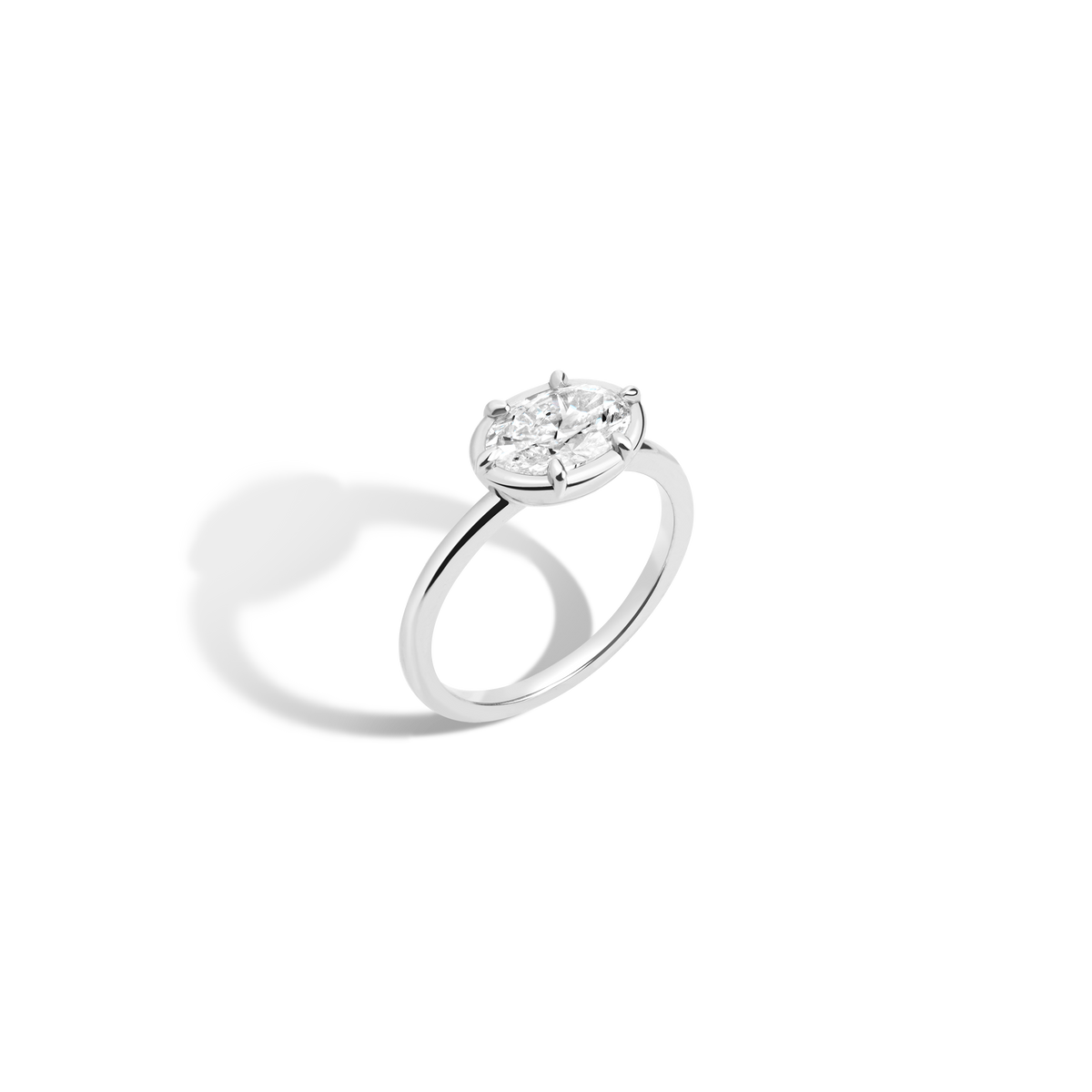 1ct Oval Lab Grown Diamond Georgian Ring 14k 18k White Gold 