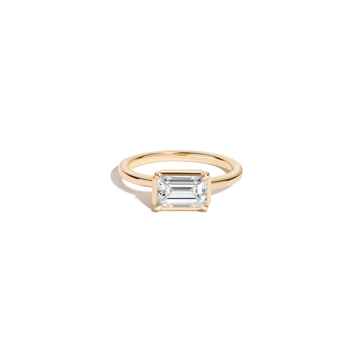 1ct Emerald Lab Grown Diamond Georgian Ring 14k 18k Yellow Gold First