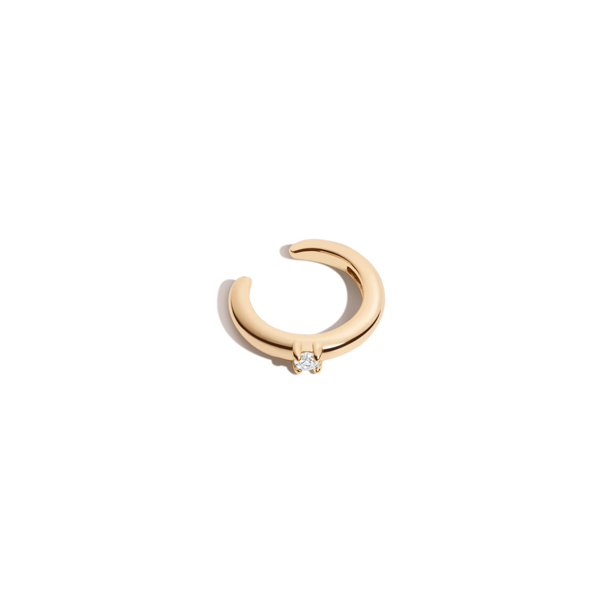 Mini Round Lab Grown White Sapphire Solitaire Ear Cuff Vermeil Yellow Gold