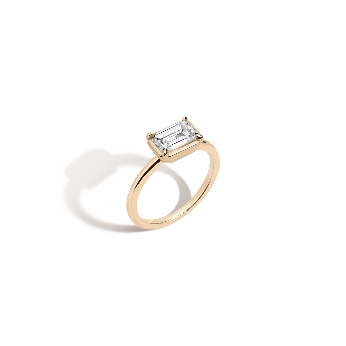 1ct Emerald Lab Grown Diamond Georgian Ring 14k 18k Yellow Gold 
