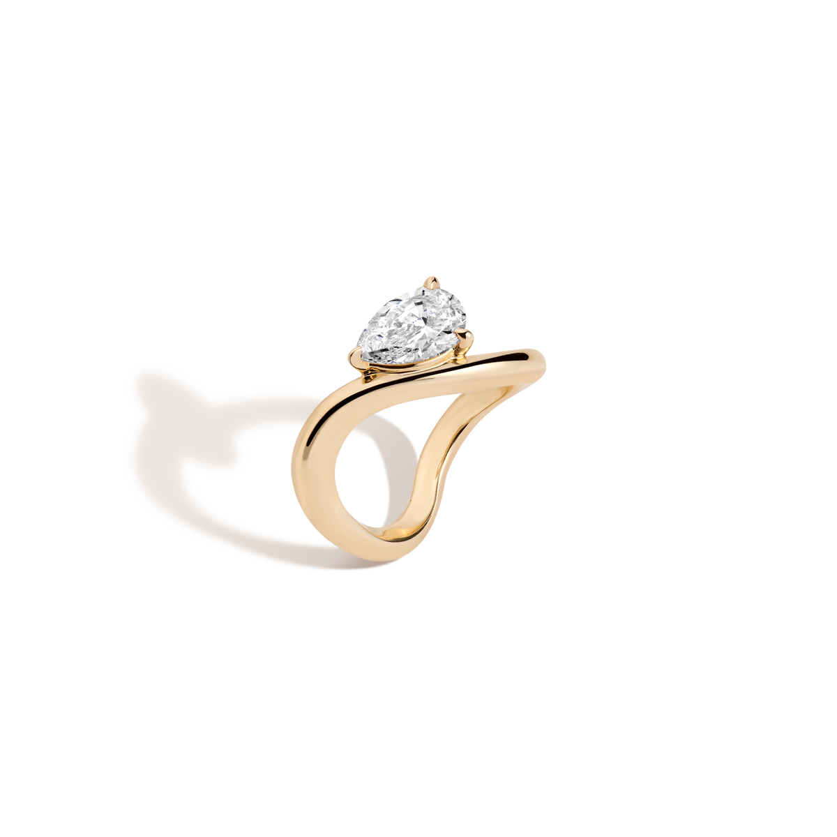 1ct Pear Lab Grown Diamond Floating Ring 14k Yellow Gold
