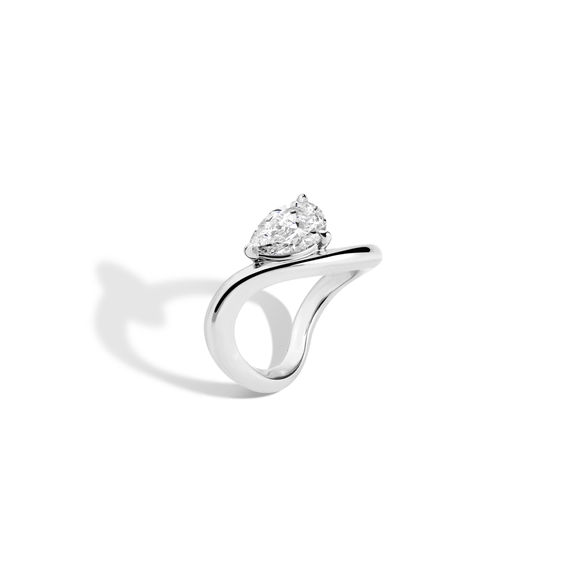 1ct Pear Lab Grown Diamond Floating Ring 14k White Gold