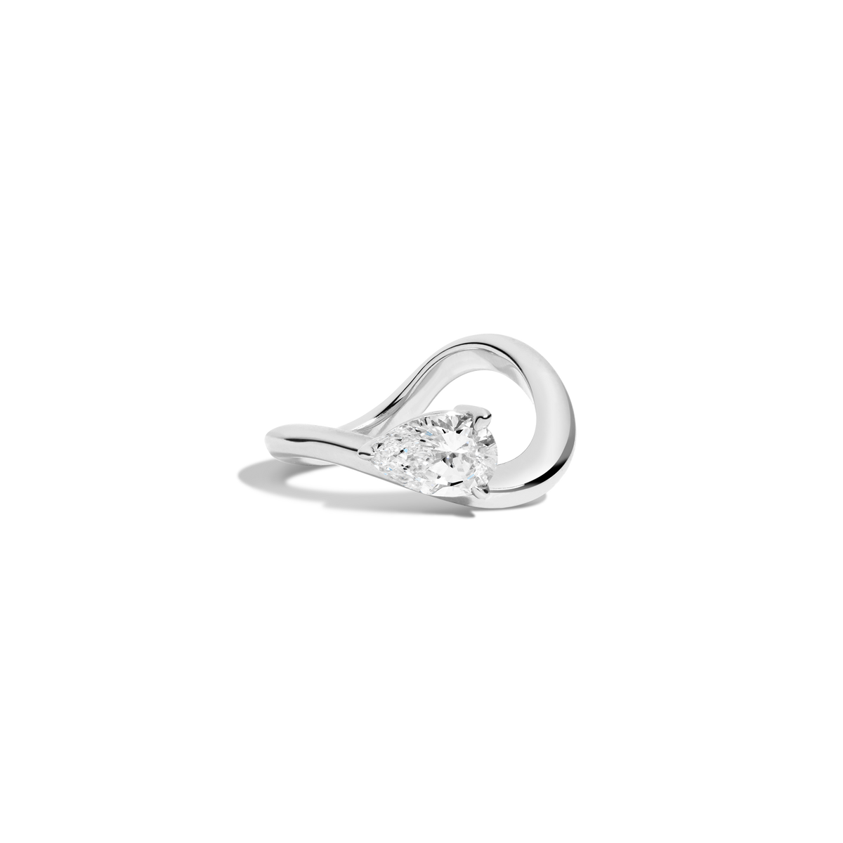 1ct Pear Lab Grown Diamond Floating Ring 14k White Gold First
