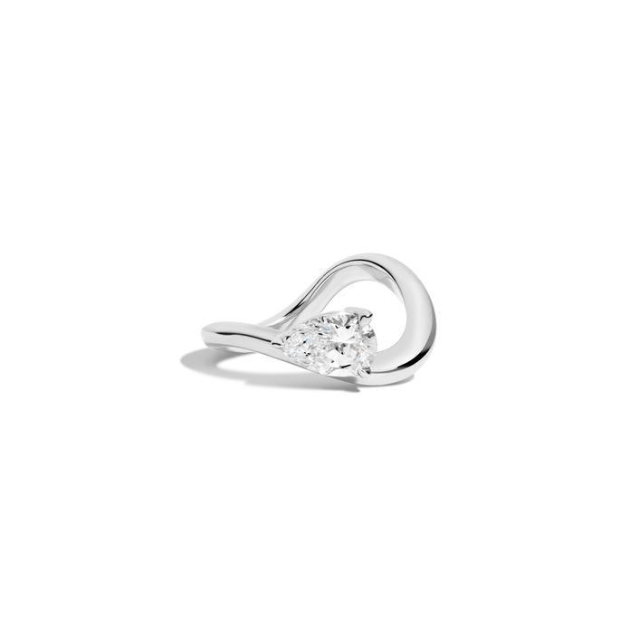1ct Pear Lab Grown Diamond Floating Ring 14k White Gold First