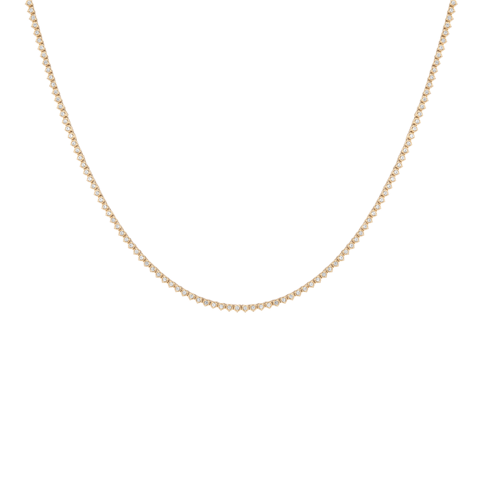 Lab Grown White Sapphire Barely There Tennis Necklace Yellow Gold Vermeil 16in First