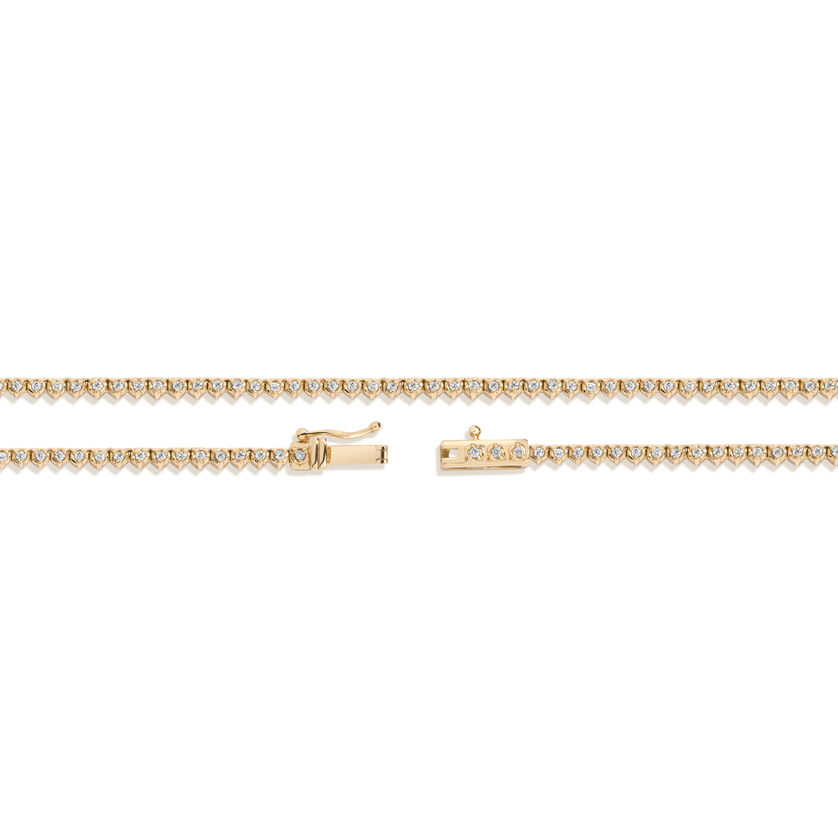 Lab Grown White Sapphire Barely There Tennis Necklace Yellow Gold Vermeil 16in 