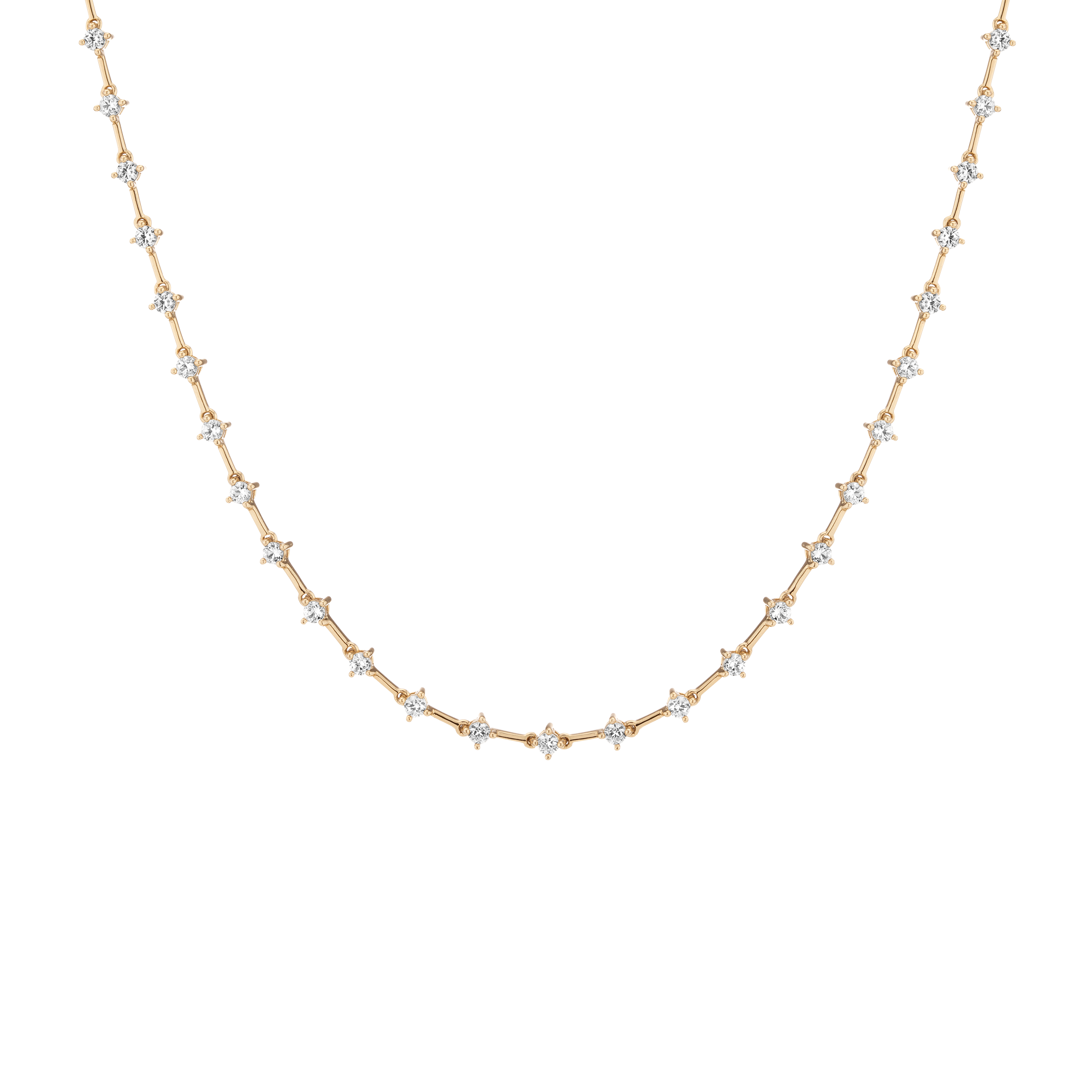 Lab Grown White Sapphire Bar Tennis Necklace
