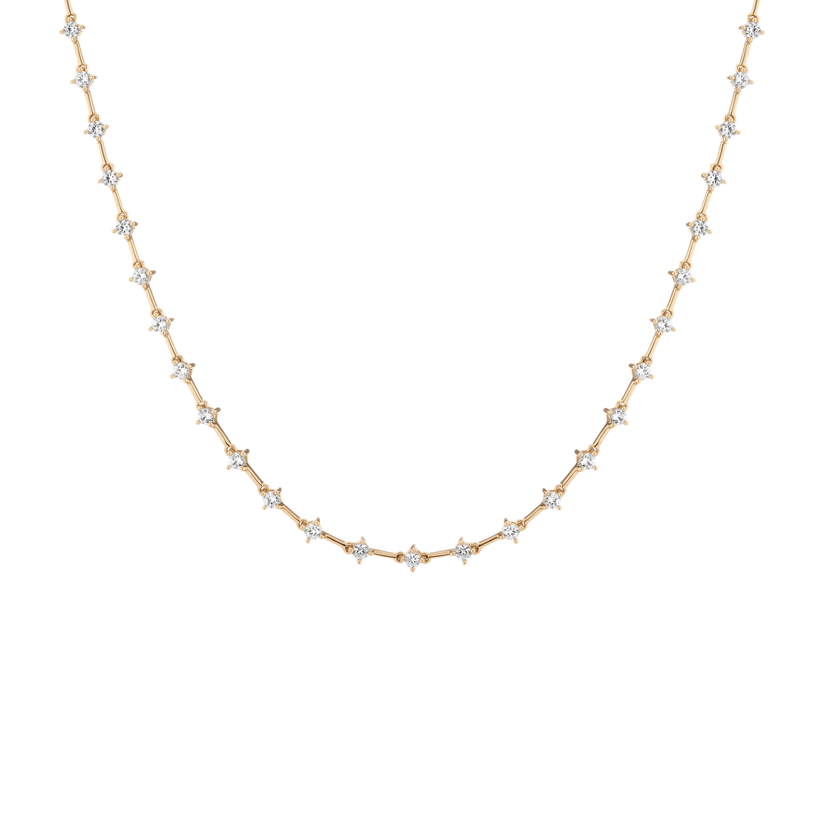 Lab Grown White Sapphire Bar Tennis Necklace Yellow Gold Vermeil 16in First