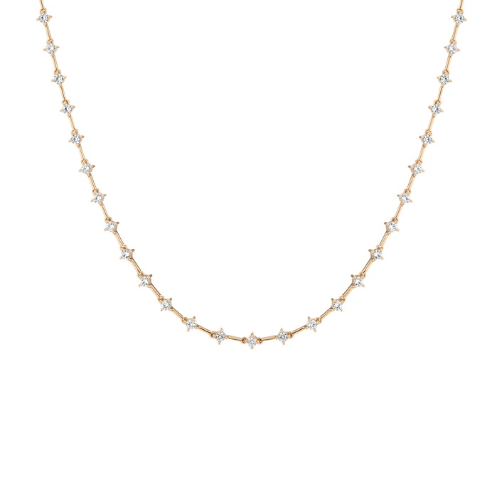 Lab Grown White Sapphire Bar Tennis Necklace Yellow Gold Vermeil 16in First
