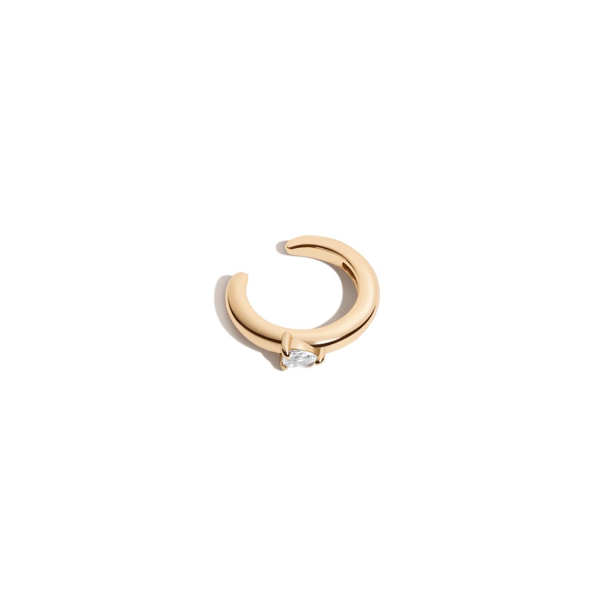 Mini Pear Lab Grown White Sapphire Solitaire Ear Cuff Vermeil Yellow Gold