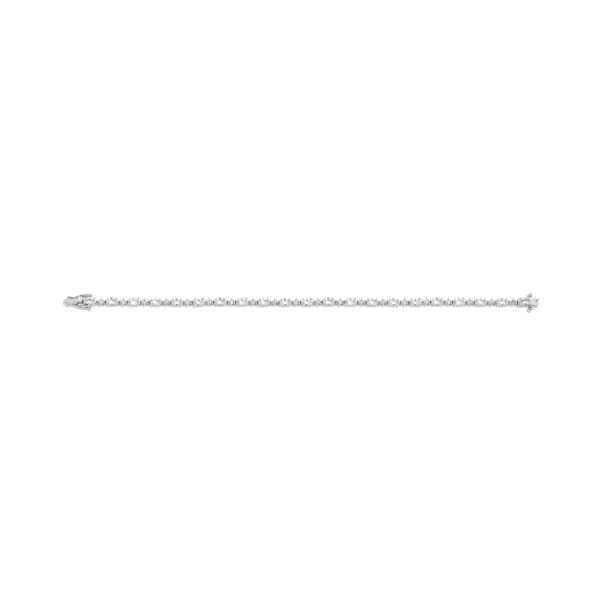Lab Grown White Sapphire Marquise & Round Tennis Bracelet White Gold Vermeil 6in 6.5in 7in 7.5in