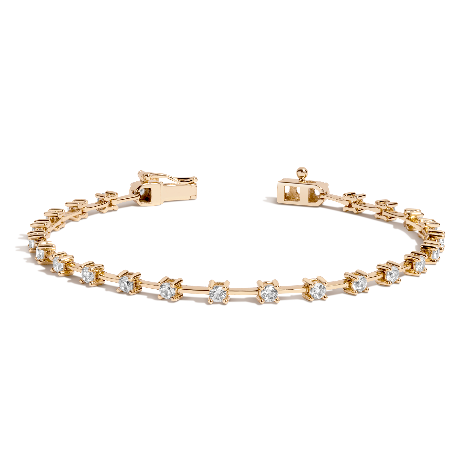 Lab Grown White Sapphire Bar Tennis Bracelet