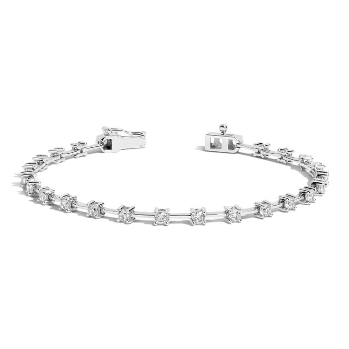 Lab Grown White Sapphire Bar Tennis Bracelet White Gold Vermeil 6in 6.5in 7in 7.5in First